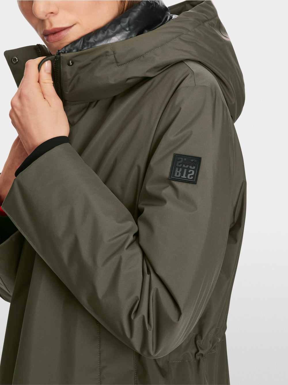 olive down coat with hood