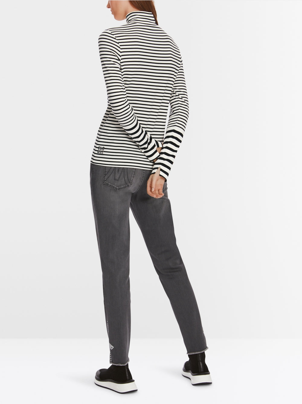 white & black striped long sleeve