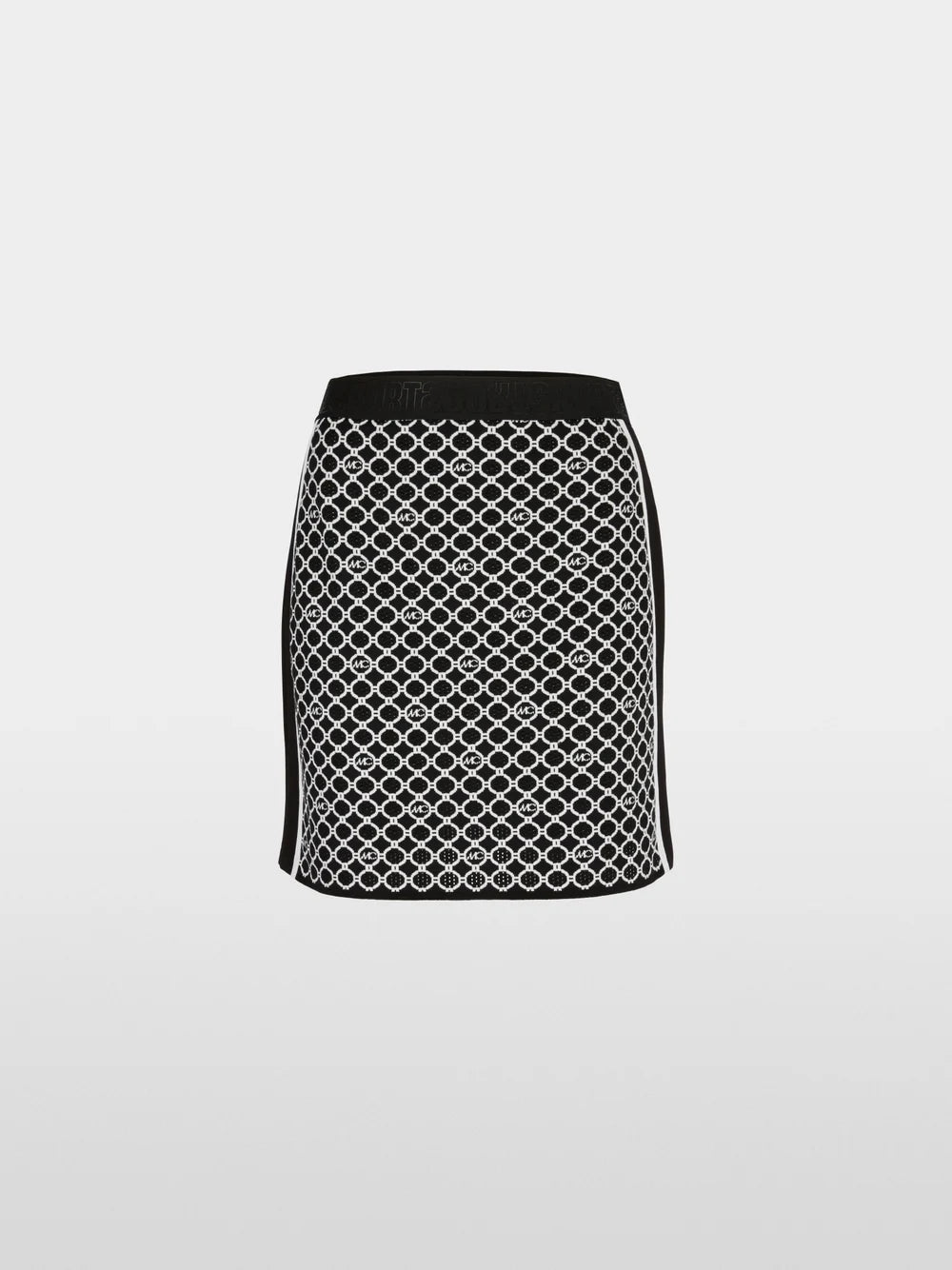 black & white slim mini skirt