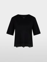 Load image into Gallery viewer, black T-shirt with delicate lace
