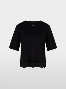 black T-shirt with delicate lace