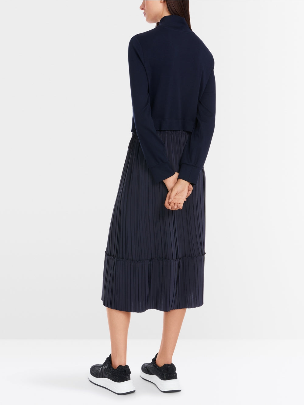 Two-in-one midi dress with pleated skirt