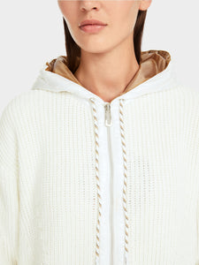 off-white cardigan with hood