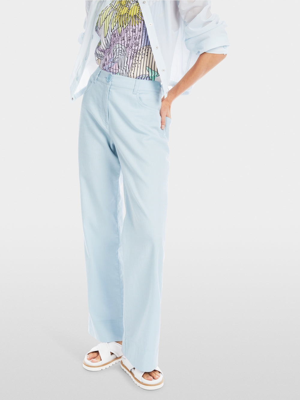 soft sky blue FAID linen blend trousers