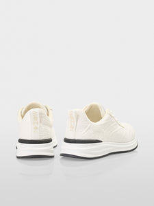 white 3D knit pattern sneakers