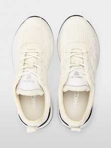 white 3D knit pattern sneakers