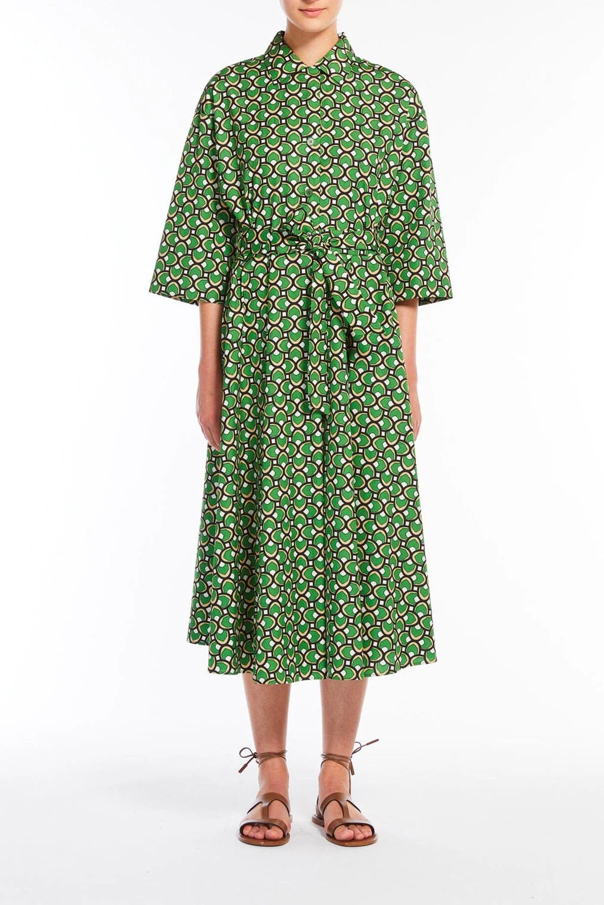 green shirt cotton dress