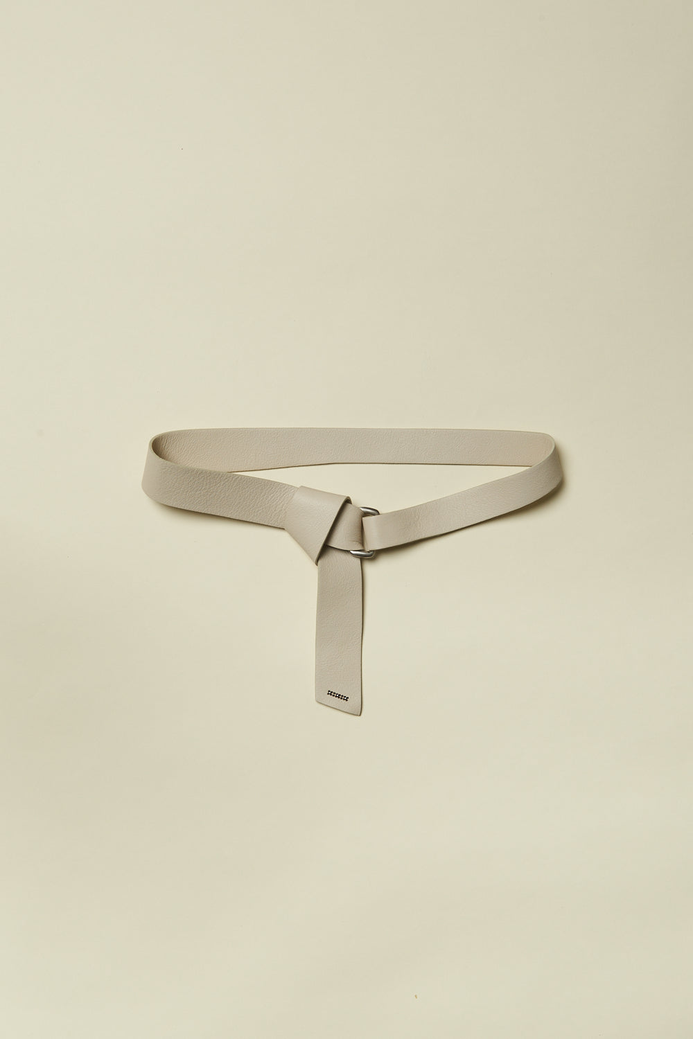 sesame white soft leather tie belt