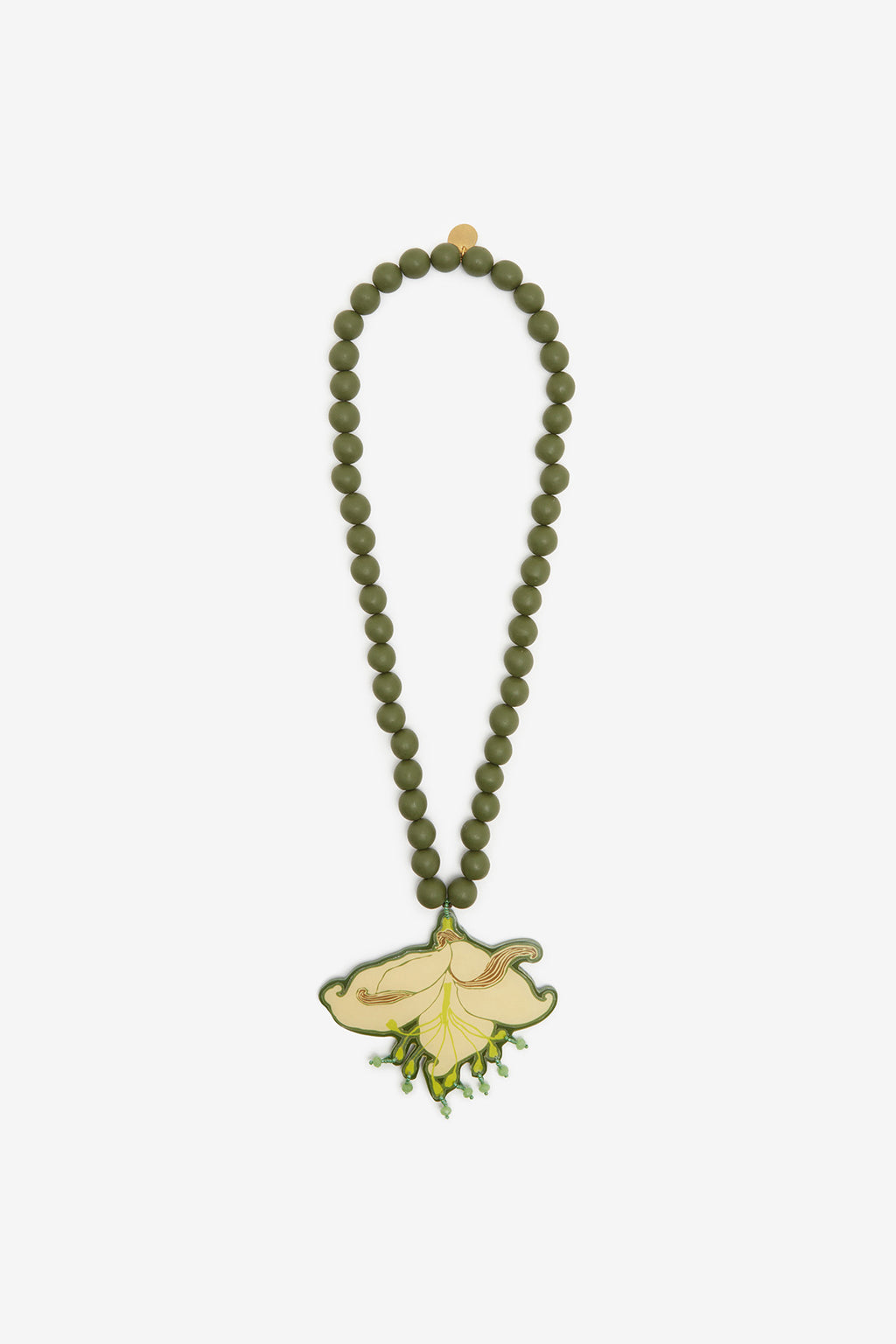 green flower necklace